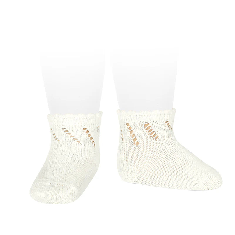 [Condor] Perle Cotton Socks With Diagonal Openwork - [303 Beige]