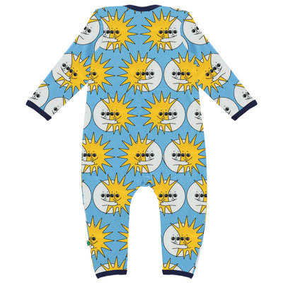 [Smafolk] Long - Sleeved Baby Suit With Sun and Moon - Blue Grotto