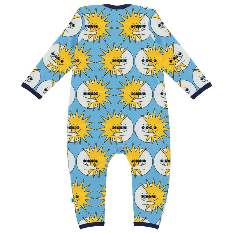 [Smafolk] Long - Sleeved Baby Suit With Sun and Moon - Blue Grotto