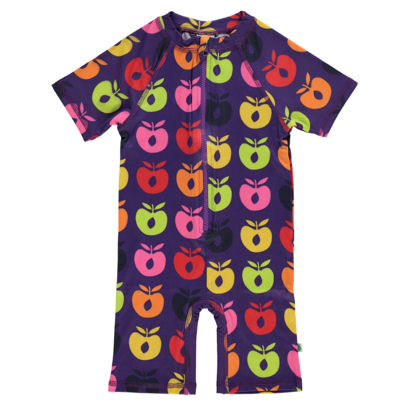 [Smafolk] UV50 Swimsuit With Retro Apples - Purple Heart