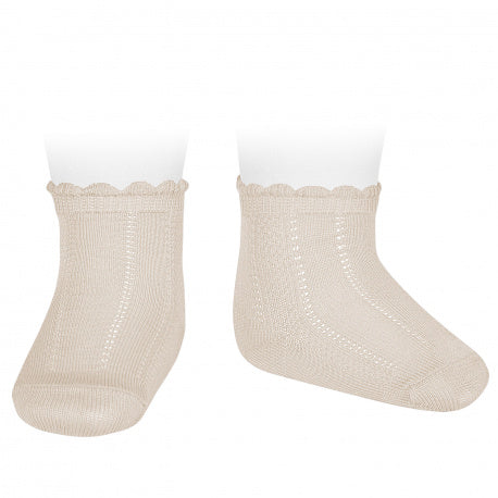 [Condor] Cotton Socks With Fine Openwork - [304 Linen]