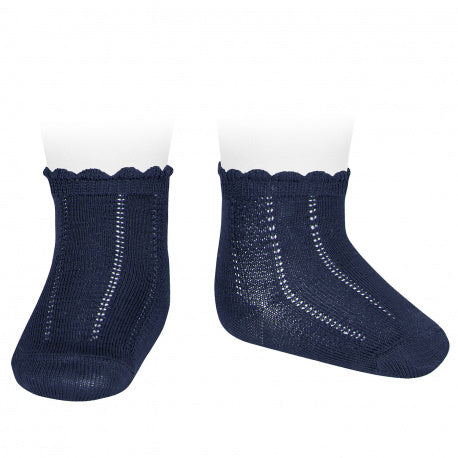 [Condor] Cotton Socks With Fine Openwork - [480 Navy]