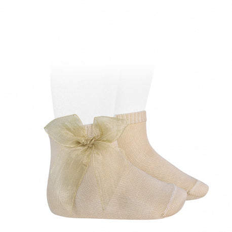 [Condor] Cotton Socks With Organza Bow - [304 Linen]